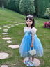 G.DUCKKIDS小黃鴨童裝愛莎公主裙女童裙子夏季冰雪奇緣艾莎禮服主持人演出服 裙子 110 尺碼4~5歲【100-110cm】cm 曬單實拍圖