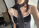 途尊韓版高級感絲巾女長條波點設計感2025新款玫瑰花圍脖飄帶時髦百搭 玫瑰花小波點黑色 曬單實拍圖