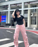 慕瑤雨2025男女闊腿褲子寬松復(fù)古顯瘦工裝褲子多巴胺帥氣直筒休閑工裝褲 粉色 S 【建議80斤內(nèi)】 曬單實(shí)拍圖