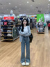 黛芮婷梨形身材牛仔褲女春秋新款大碼胖妹妹mm高腰寬松直筒顯瘦闊腿褲子 藍色  常規(guī) M 【建議90-100斤】 曬單實拍圖