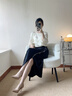 初蟬衣事新中式國風(fēng)原創(chuàng)女裝2025年夏季新款茶服套裝百搭高端優(yōu)雅上衣 杏色（上衣） S （現(xiàn)貨） 曬單實拍圖