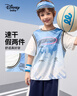 迪士尼（Disney）童裝男童網(wǎng)眼速干假兩件時(shí)尚短袖T恤2024兒童夏裝新款上衣 藍(lán)白漸變 130 曬單實(shí)拍圖