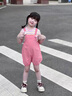 G.DUCKKIDS小黃鴨童裝女童背帶褲套裝夏季2025新款兒童衣服洋氣薄款寶寶夏裝 粉色 90 建議1~2歲【 80-90cm】cm 曬單實拍圖