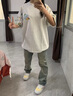 安初夏花卉字母刺繡短袖t恤男女美式復古寬松百搭高級設計感情侶裝衣服 灰色 【常規(guī)純棉刺繡】 XL 【建議120-140斤】 曬單實拍圖