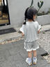 心楠女童韓版ins夏裝短袖短褲套裝T恤衣服寶寶洋氣運動服中小童兩件套 灰色花邊套裝 90 碼【建議身高 80-90cm左右】 曬單實拍圖