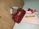 喵小姐（MISSMIAO）紅色結婚新娘包千鳥(niǎo)格斜挎包包女新款劍橋包送女友伴娘訂婚宴禮物 酒紅色【送花束+絲巾+梳子】新娘結婚包本命年跨年包 曬單實(shí)拍圖