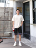 美羅邦 MELOBAN新中式中國(guó)風(fēng)休閑短褲男士夏季薄款撞色拼接寬松直筒五分中褲子潮 黑色 2XL 參考145-160斤左右 曬單實(shí)拍圖