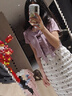 沂懿短袖女正肩t恤夏季新款2025設(shè)計(jì)感上衣辣妹純欲風(fēng)修身遮肚子百搭 披肩系帶短袖【淡紫色】 L 【建議105-116斤】 曬單實(shí)拍圖