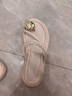 蘇茵茵金屬扣套趾厚底休閑涼拖女拖鞋外穿夏季露趾沙灘涼鞋平底 米白色 38 曬單實(shí)拍圖