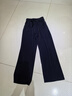 益生君銅氨絲藏藍色大碼闊腿褲子女夏季薄款黑色寬松胖mm白色窄版直筒褲 藏青色常規款 S 曬單實(shí)拍圖