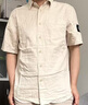 Calvin KleinJeans春夏男士休閑通勤經(jīng)典繡標ck棉亞麻混紡短袖襯衫ZM02759 ACI-燕麥奶 M 曬單實拍圖