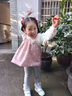 G.DUCKKIDS小黃鴨童裝女童春秋套裝25新款嬰幼兒童衣服寶寶禮服公主裙三件套 粉紅色l三件套 100 cm 曬單實(shí)拍圖