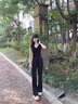 魯雅爾韓版冰絲褲女夏季薄款百搭垂感微喇休閑褲氣質(zhì)修身小個(gè)子速干褲 黑色 M 曬單實(shí)拍圖