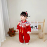 G.DUCKKIDS小黃鴨一周歲禮服男女寶寶抓周衣服中國風百天滿月嬰兒連體衣秋季 紅色 90cm 90碼1~2歲建議寶寶21-27斤 曬單實拍圖