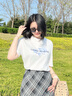 lagogo珠片繡花短袖T恤女拉谷谷2025年夏季新款清爽通勤白色上衣 本白色 M 曬單實拍圖