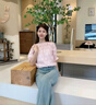 香影甜美雪紡上衣女2025夏季新款淑女圓領(lǐng)系帶泡泡袖法式粉色襯衫 粉紅 S 曬單實(shí)拍圖