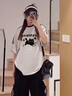 真維斯（JEANSWEST）學(xué)院風(fēng)條杠t恤女夏季2025新款純棉短袖體恤女裝甜美時(shí)尚百搭上衣 淺花灰 蝴蝶跳跳貓黑 S 曬單實(shí)拍圖