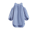 moussy&sly 新品甜美淑女風(fēng)燈籠袖露肩寬松襯衫女030ISR30-5371 淺藍(lán)色111 均碼 00020/F 曬單實(shí)拍圖