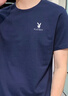 花花公子（PLAYBOY）短袖T恤男夏季男士上衣服男裝潮流寬松純色純棉打底衫 深藍 XL  曬單實(shí)拍圖