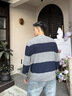 Calvin KleinJeans25秋冬新款男士羊毛混紡ck條紋提花打底針織衫毛衣4RD397G P7E-藍(lán)灰條紋 L 曬單實拍圖