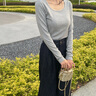 茵曼萊賽爾棉原色條紋翻邊闊腿牛仔褲2025秋季女裝新款寬松褲子 牛仔藍(lán) 26 曬單實(shí)拍圖