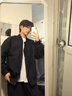 棉致夾克男秋季美式棒球服男休閑外套男士衣服 黑色 XL 曬單實(shí)拍圖