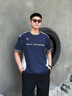 LAZY DAY TREND戶外拼接撞色字母印花速干運動T恤男士夏季薄款涼感上衣 深海蘭 2XL 曬單實拍圖
