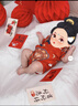 Shining Moment丨金玉滿堂 嬰兒衣服夏季薄款女寶滿月百天寶寶衣服紅色嬰兒連體 金玉滿堂-甜美飛袖夏日連體衣 90cm 曬單實(shí)拍圖