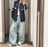 adidas經(jīng)典寬松運(yùn)動夾克外套男女春季新款阿迪達(dá)斯官方三葉草 炭黑/黑色/白色   L 曬單實拍圖