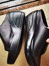 紅蜓蜻真皮坡跟拖鞋女2025新款厚底一字拖夏季外穿輕便媽媽涼拖鞋 黑色 40 曬單實(shí)拍圖