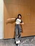 舒翎灰色運動褲女夏薄款2025年新款高腰闊腿降落傘褲子休閑顯瘦工裝褲 灰色 L 110-120斤 曬單實拍圖
