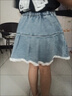 元萍穎女童牛仔半身裙春夏秋新款中大童洋氣蛋糕裙兒童短裙花邊 主圖款 130 曬單實(shí)拍圖
