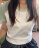 蕉內301Go女士插肩拼色涼感T恤莫代爾親膚短袖顯高顯腿長(cháng)辣妹 曬單實(shí)拍圖