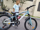 鳳凰（Phoenix）兒童自行車(chē)變速山地車(chē)學(xué)生6-8-10-12-15歲男女童車(chē)小孩腳踏單車(chē) 【鋼架/變速】條輪灰藍+后貨架+LED大燈 20寸【135-155cm】 曬單實(shí)拍圖