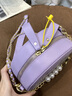 CALCULAT&KEENCK女包小眾壯錦包包女新中式國風(fēng)百搭刺繡鏈條包休閑斜跨圓筒包女 紫色 曬單實(shí)拍圖