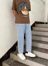 NASA BASE牛仔褲男士春秋夏季新款寬松直筒男褲男生可調(diào)節(jié)束腳休閑長褲子 927淺藍(lán) L /125-150斤 曬單實(shí)拍圖