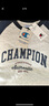Champion冠軍短袖插肩袖圓領(lǐng)25夏季新款刺繡純棉T恤撞色拼接潮牌 灰色藍色拼接 S 曬單實(shí)拍圖