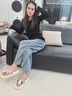LeeXX WASSUP防滑人字拖鞋女款夏季外穿2025新款室內(nèi)戶外兩穿踩屎感可愛涼拖鞋 米色【帕恰狗】 38-39 【正碼女神尺碼】 曬單實拍圖