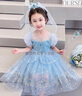G.DUCKKIDS童裝女童連衣裙夏季2024新款兒童愛莎公主裙甜美風女小童生日禮服 藍色 110 適合100-110cm年齡4-5歲 曬單實拍圖