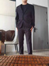 紅豆西服套裝男士修身職業(yè)正裝商務(wù)西裝套裝伴郎服新郎服結(jié)婚禮服男裝 曬單實(shí)拍圖
