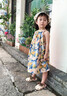 迪士尼女童吊帶連衣裙夏季2024新款兒童背心裙棉布洋氣寶寶碎花公主裙子 綠色 130 曬單實拍圖