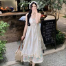 素織錦碎花吊帶連衣裙女2025夏季法式溫柔風(fēng)裙子海邊度假沙灘裙仙女長(zhǎng)裙 甜美蕾絲罩衫+吊帶裙 均碼 曬單實(shí)拍圖