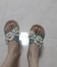 桂岐布花三花朵一字拖鞋女夏外穿時(shí)尚耐磨防滑交叉帶平底沙灘鞋女涼鞋 綠色 【尺碼偏小，建議拍大一碼】 38-39 曬單實(shí)拍圖