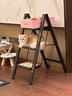 美世達中古風(fēng)家用梯子可折疊伸縮加厚人字梯復古便攜室內喬遷之喜小梯子 復古韻味-黑色/四步梯/高清微噴/圖案耐磨不退色 曬單實(shí)拍圖