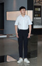 THOM BEAUTY短袖襯衫男2025夏季高檔商務(wù)修身休閑高級感字母刺繡純棉白色襯衣 白色（短袖）-門(mén)筒字母e 41 /XL/(建議75-80kg) 曬單實(shí)拍圖