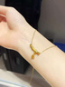 中國珠寶竹節(jié)彎管黃金項鏈女足金吊墜轉運珠生日七夕情人節(jié)禮物送女友老婆 竹節(jié)彎管吊墜+贈925銀鏈 【金重約0.4g】 曬單實拍圖