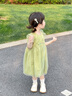 幼歌（YOUGE）夏季新款嬰幼兒純棉無(wú)袖網(wǎng)紗連衣裙清涼透氣女寶寶裙子 綠色 90 cm 曬單實(shí)拍圖