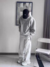 OEMG  美式解構(gòu)拼接重磅休閑褲子男士秋季新款直筒寬松運(yùn)動(dòng)休閑衛(wèi)長(zhǎng)褲 白花灰 XL [建議110-130斤] 曬單實(shí)拍圖