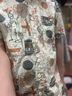 羅蒙純棉個(gè)性涂鴉印花短袖襯衫男士夏季休閑寬松透氣易打理免燙襯衣男 橙色 L 高品質(zhì)純棉 參考115-130斤左右 曬單實(shí)拍圖