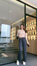 PHJ灰色冰絲涼感直筒褲女2025年夏季薄款寬松高腰垂感顯瘦休閑闊腿褲 灰色-小個(gè)子 適合身高153-159cm L 【推薦體重100-115斤】 曬單實(shí)拍圖